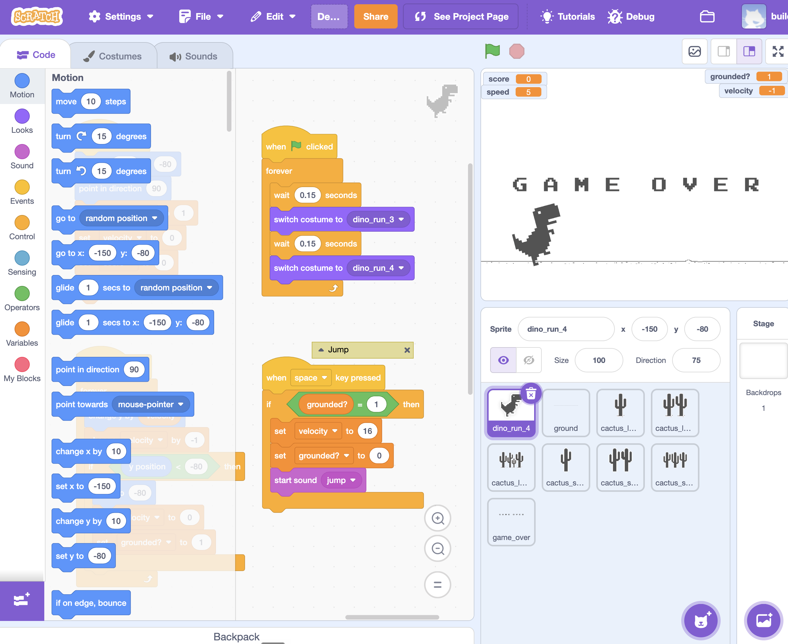 Dino in Scratch
